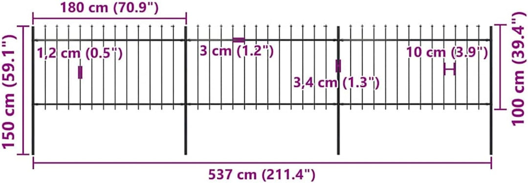 Tidyard Doppelstabmattenzaun Zaun Komplettset Gartenzaun Mit Dekorativen Speerspitzen Stahl,Höhe Zau