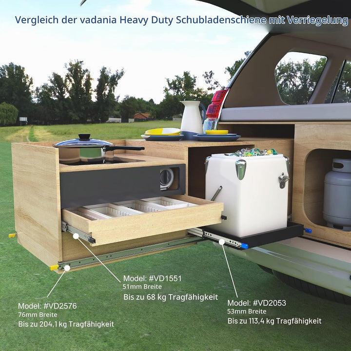 VADANIA VA2053 Schubladenauszüge Schwerlast 800mm, Heavy Duty, Vollauszug-Kugellager, 1 Paar 800mm,