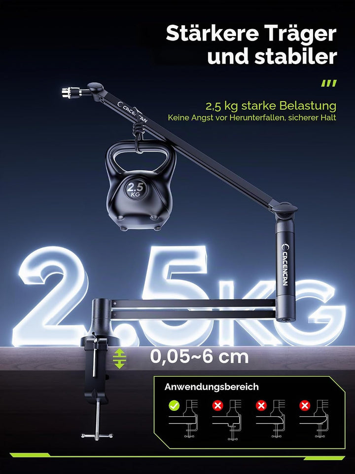 M05 Pro Galgenarm, 360° drehbarer Mikrofonständer mit Tischhalterung, faltbarer Schreibtisch-Mikrofo