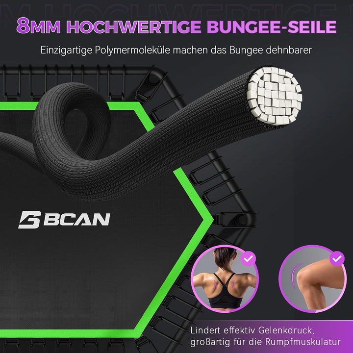 BCAN Fitness Trampolin Indoor Ø 122/133 cm, Trampolin Erwachsene bis 250 kg, Bodentrampolin mit vers