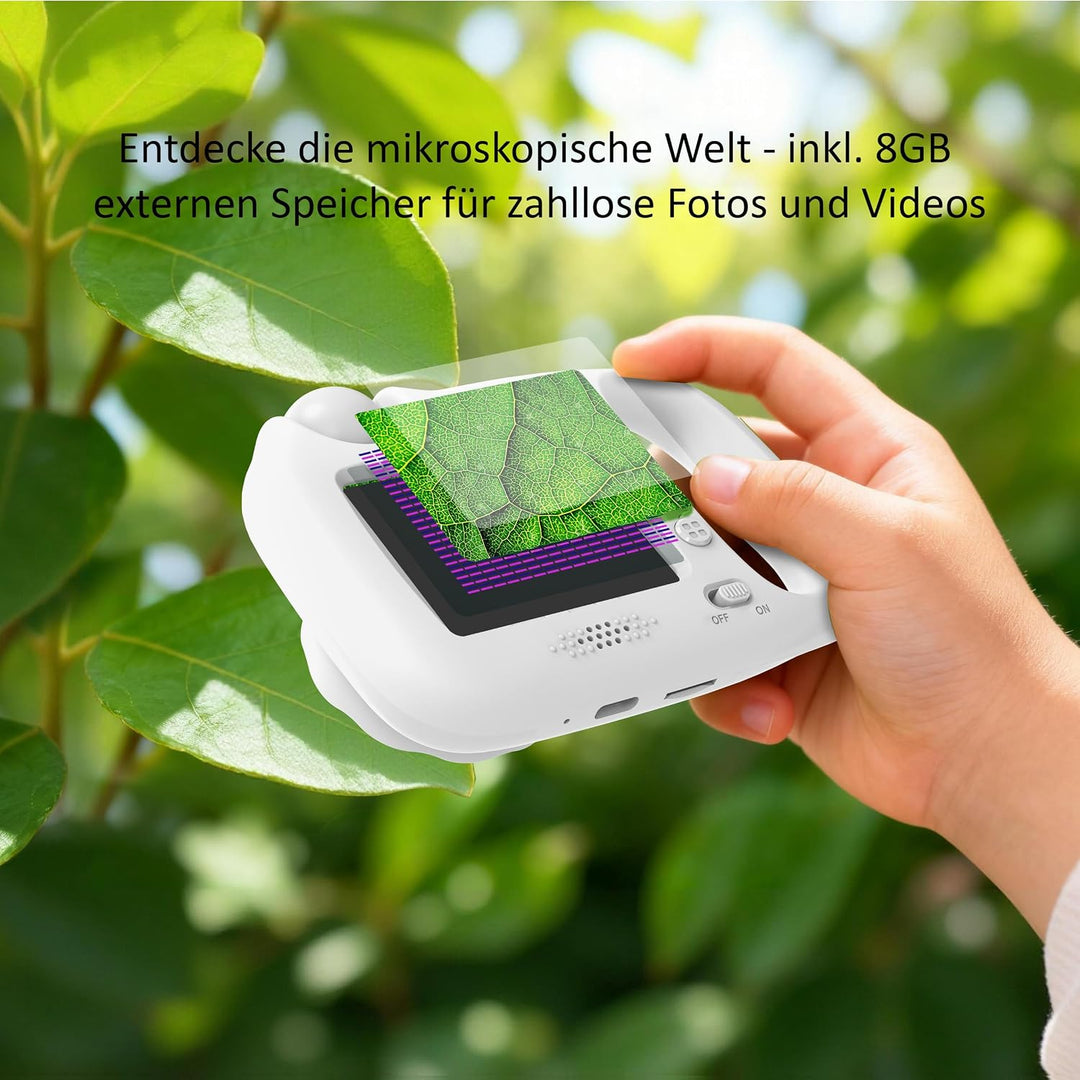 Kinder Mikroskop Kamera 48MP Digitalkamera mit 100x Vergrösserung HD Display Videoaufnahme Zoom Lern
