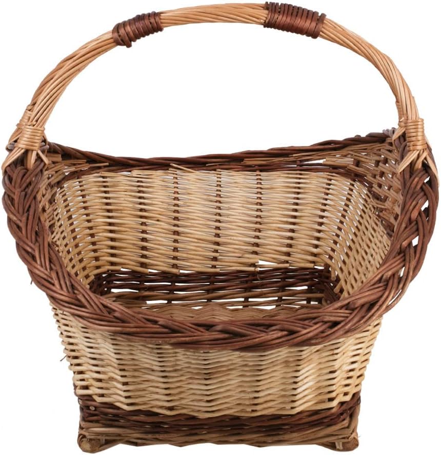 Vollweidener Kaminkorb, Kaminkorb aus Weide, naturfarbiger Weidenkorb für Kaminholz