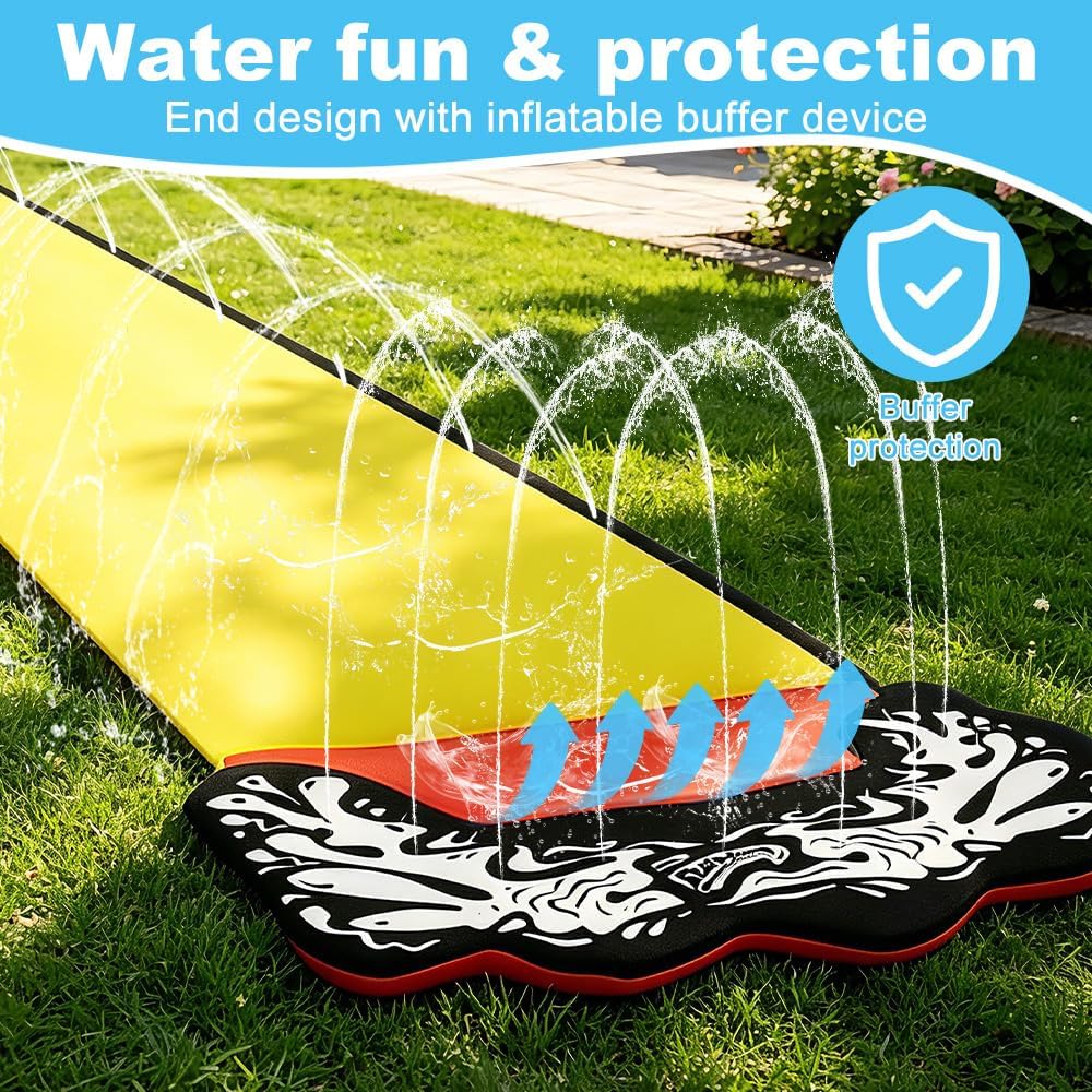 15.8 ft/480 Wasserrutsche Garten für Kinder, Wasserrutschmatte mit 2 Bodyboards, Rasenwasserrutschen