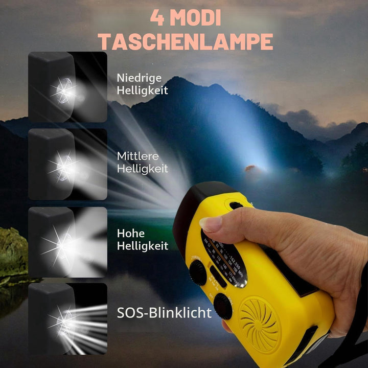 Notfall-Solarradio, tragbares Kurbelradio mit LED-Taschenlampe, wiederaufladbares 5000mAh-Netzteil,