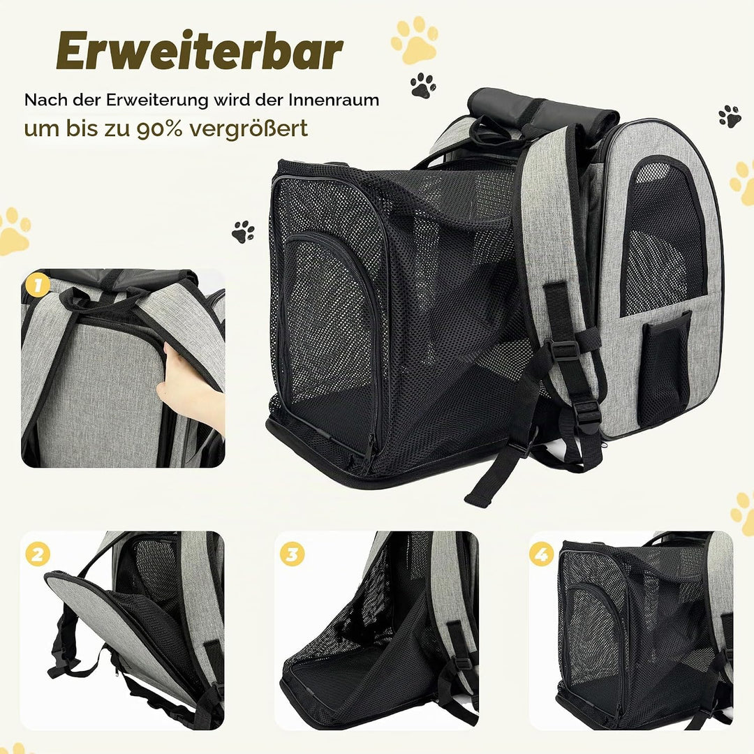 Zavothy Haustier Rucksack für Katzen und Hunde, Tragbar und Faltbar, mit Netzfenster und Gepolsterte