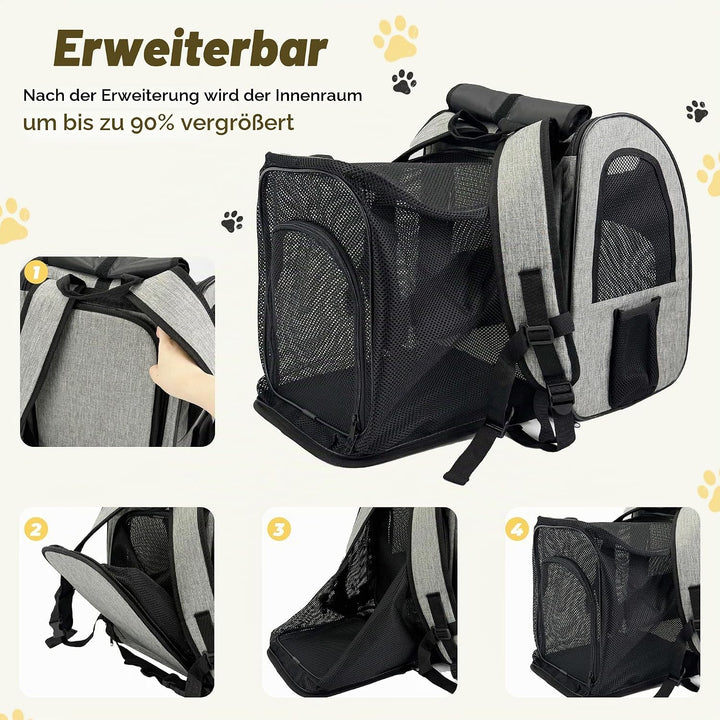 Zavothy Haustier Rucksack für Katzen und Hunde, Tragbar und Faltbar, mit Netzfenster und Gepolsterte