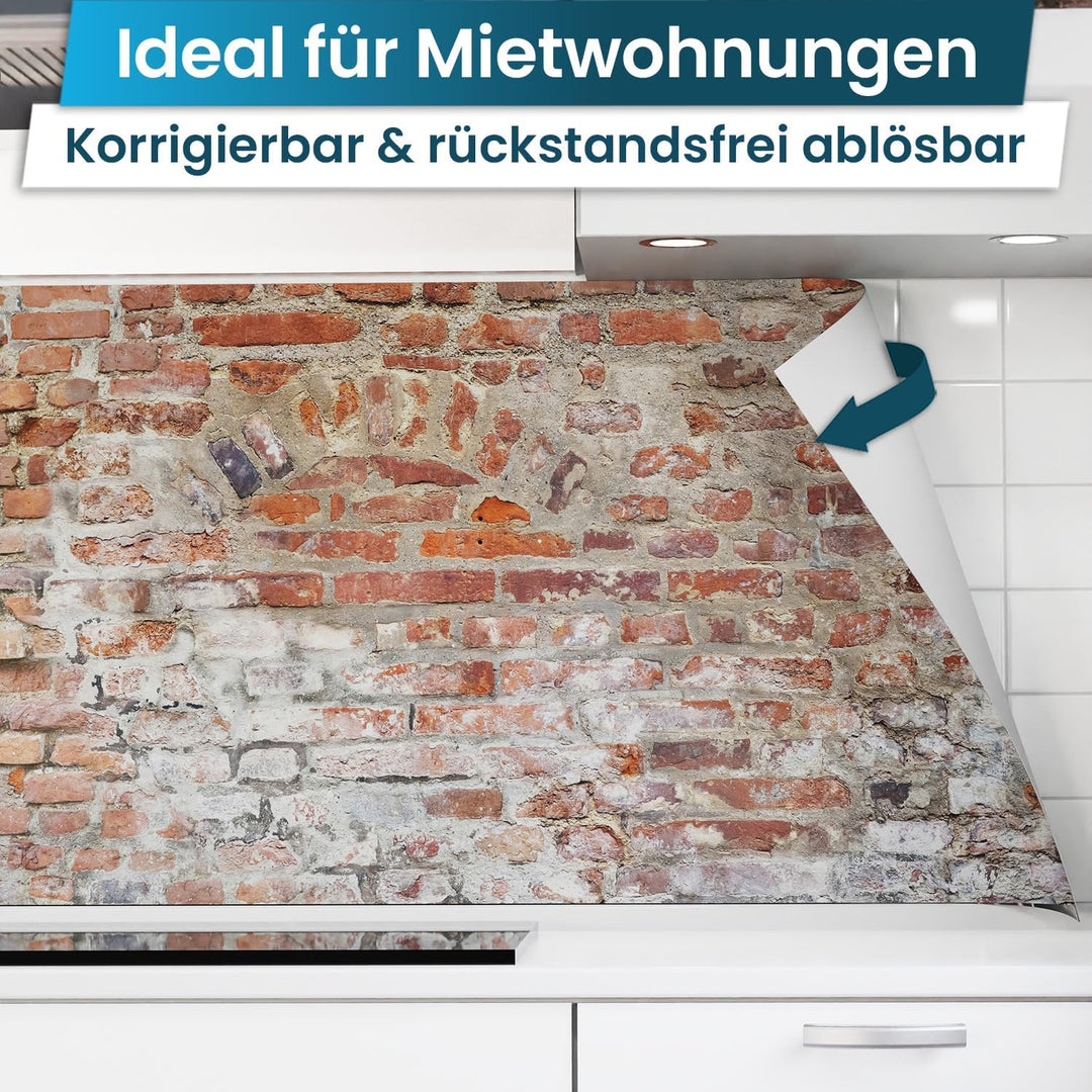 danario Küchenrückwand selbstklebend - Matt - Spritzschutz Küche - versteifte PET Folie - 0,4 mm - A