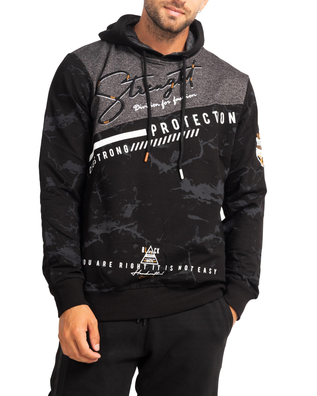 Subliminal Mode Herren-Kapuzen-Sweatshirt, langärmlig, zweifarbig, mit Tasche, lässiger Stil, Basic,