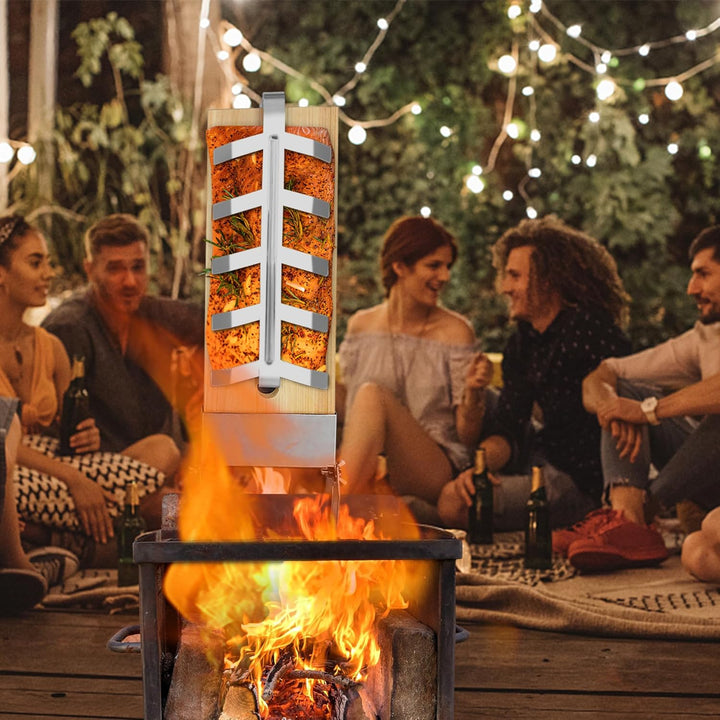 UISEBRT Flammlachsbretter mit Halterung aus Edelstahl - Grillzubehör Grill Fischhalter für Kugelgril