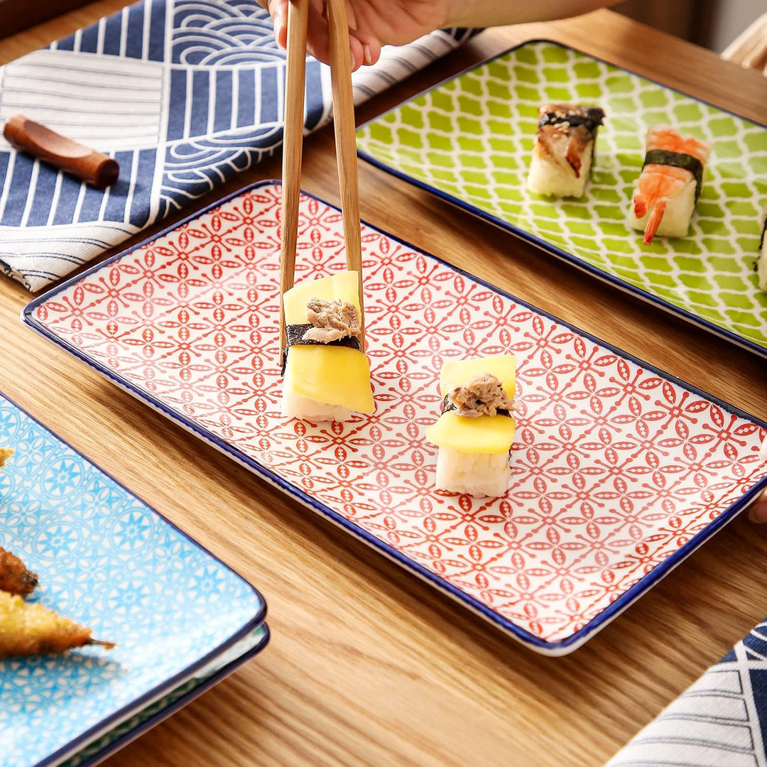 vancasso Servierplatten porzellan, MACARON 4 teilig rechteckige Teller Set aus porzellan, Servierpla