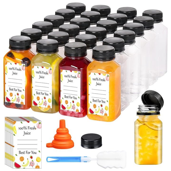 24 Stück 150ml Kunststoff Saftflaschen zum Befüllen, Leere Flaschen Wiederverwendbare Kleine Flasche