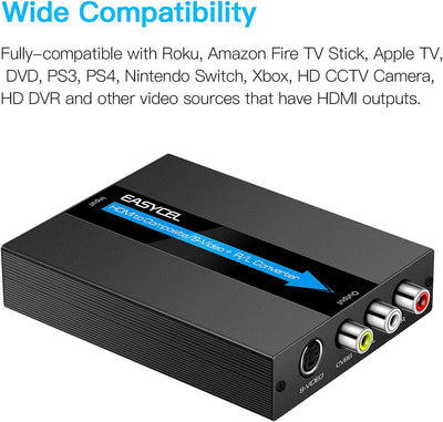 EASYCEL HDMI auf S-Video RCA Konverter mit S-Video und RCA Kabel, HDMI zu Svideo RCA Adapter, HDMI z