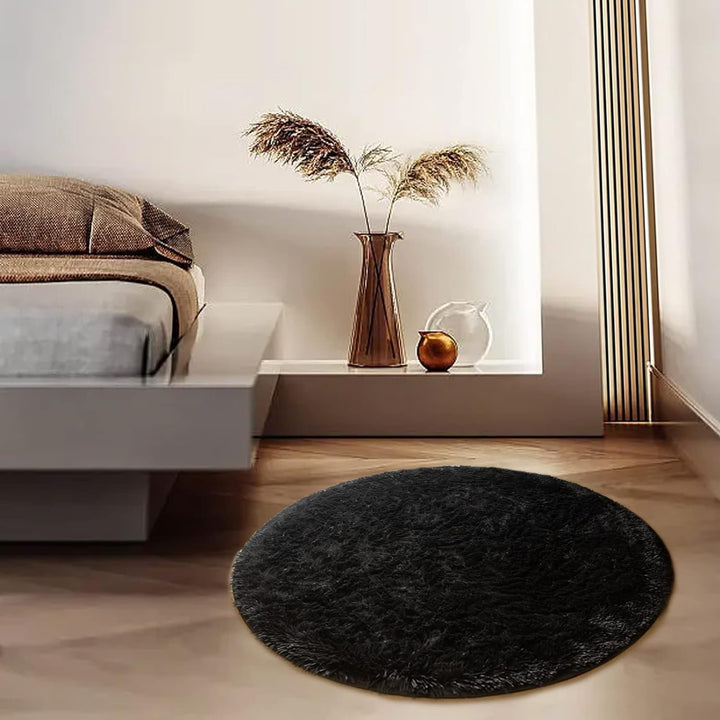 CHOSHOME Runden Teppiche Rund 150CM Weich Gross rutschfest Waschbar Teppich Wohnzimmer Hochflor Tepp