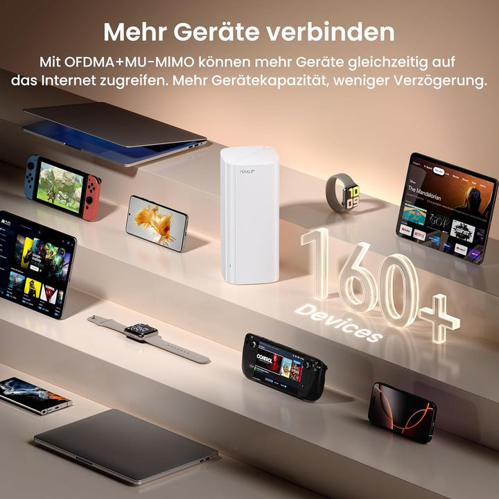 Tenda ME6 Pro Wi-Fi 7 Mesh System, (BE5100 Dual-Band 2,4GHz 688Mbit/s, 5GHz 4323Mbit/s) Breite Abdec