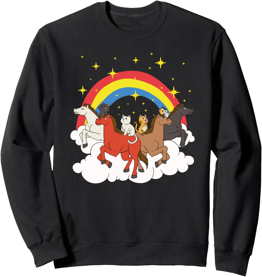 Haustierfreunde katze reitet auf Pferden Tier geschenk Sweatshirt