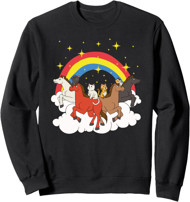Haustierfreunde katze reitet auf Pferden Tier geschenk Sweatshirt