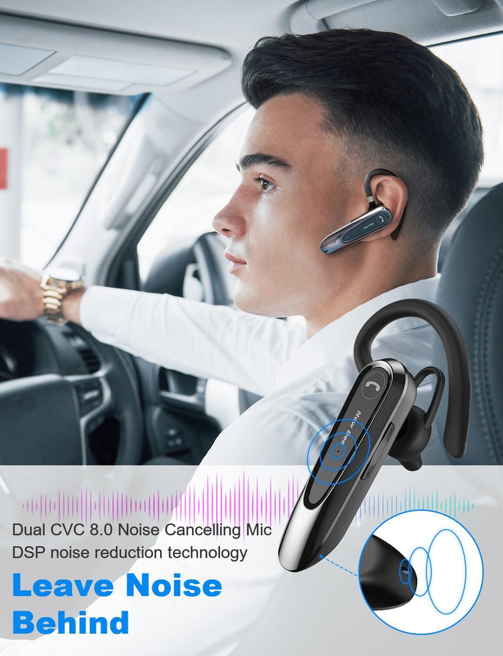 New Bee Bluetooth Headset Wireless Freisprech Telefon mit Dual Mic V5.0 Freisprech-Bluetooth-Ohrhöre