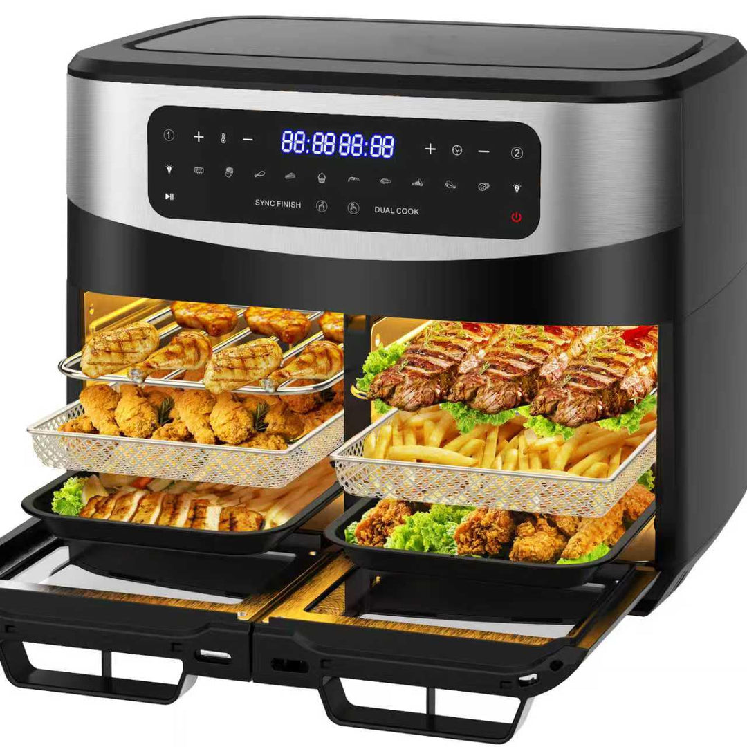Heissluftfritteuse Dual Zone 12L - XXL Airfryer mit herausnehmbarem Trenner, 2600W Heissluftfritteus