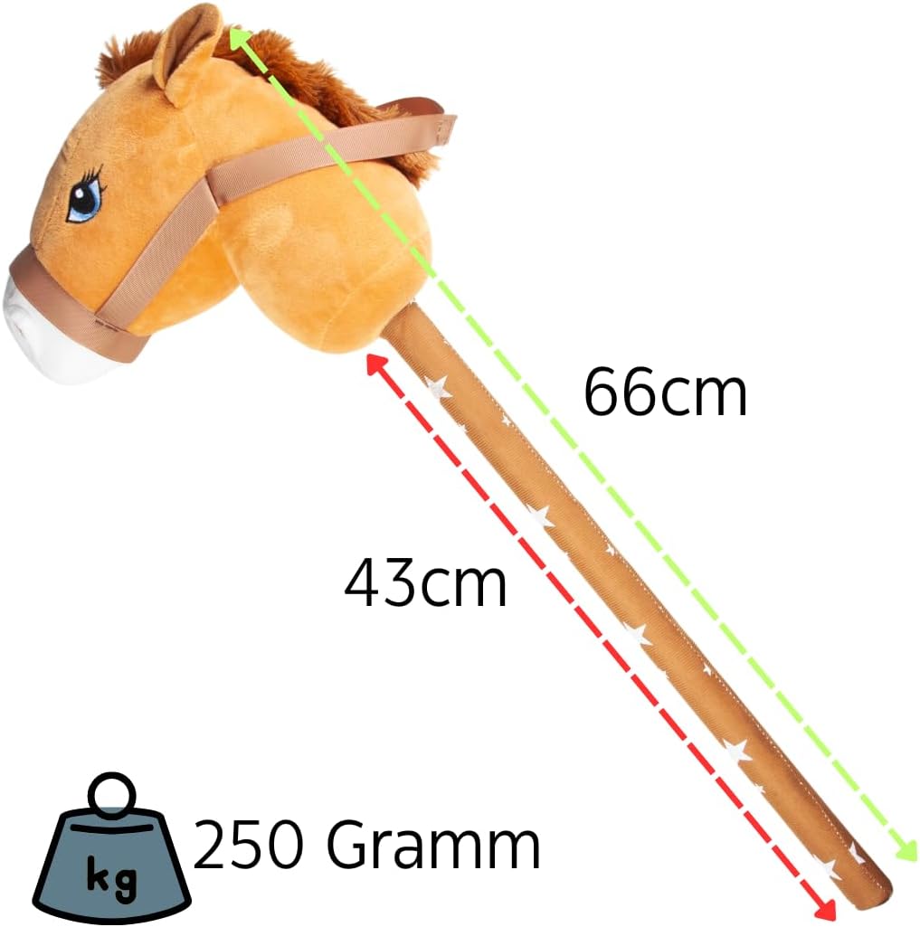 PFIFF 102995 Steckenpferd Hobby Horse, Holzpferd, Pferd für Hobby Horsing, Braun, 66cm