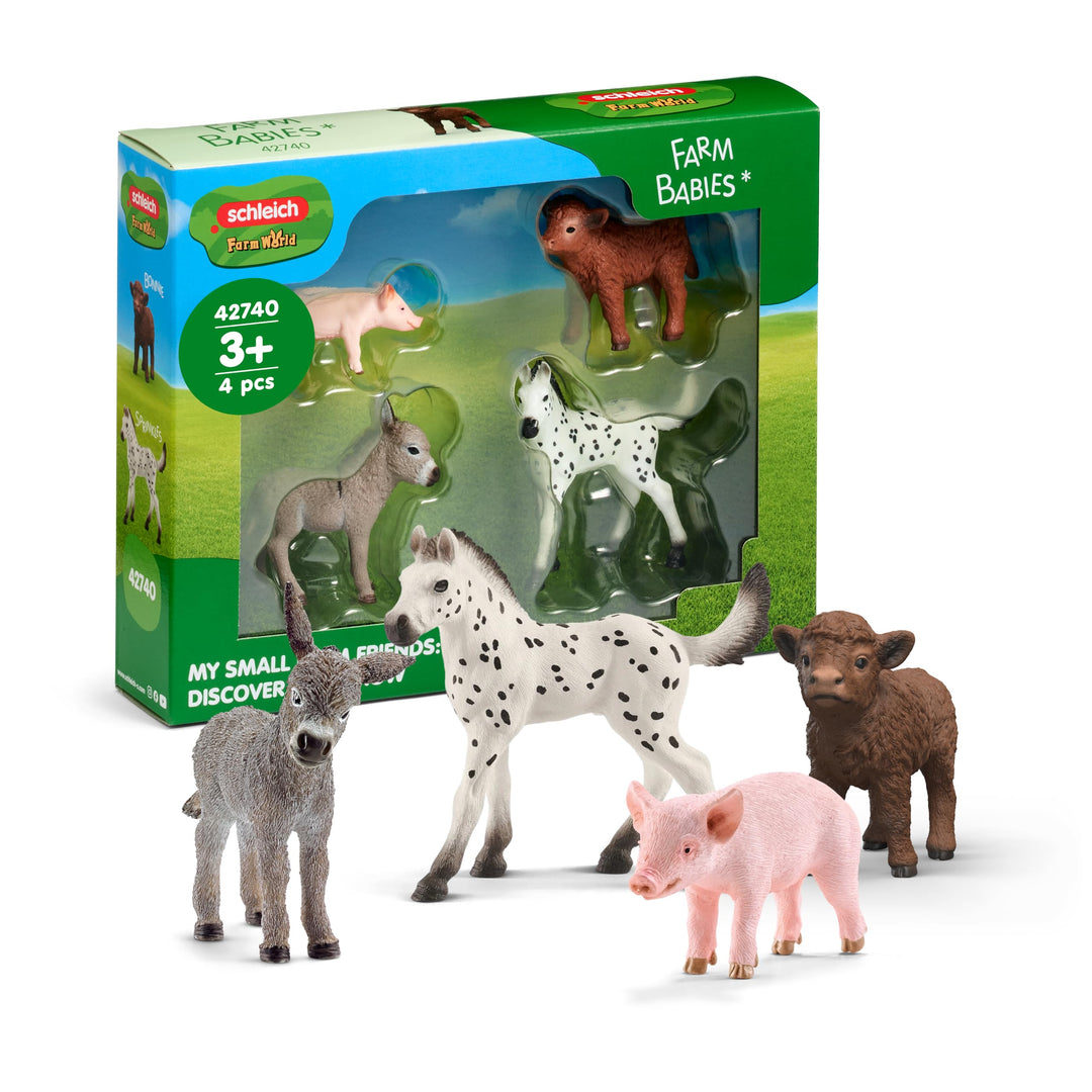 schleich Farm World | Bauernhof Babys 42740 | ab 3 Jahren | 4 Teile | Bauernhof Tiere Set aus Esel,