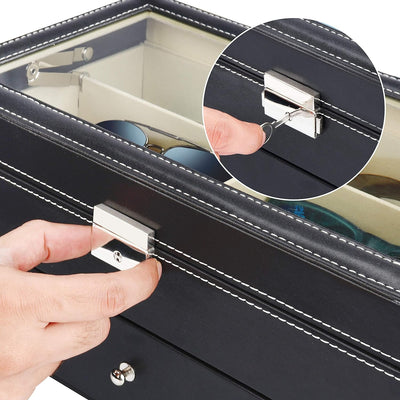 Kurtzy Verschliessbare Sonnenbrillen Aufbewahrungsbox 2 Stufig – Brillen Schatulle mit Schloss und S