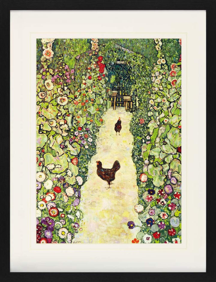 1art1 Gustav Klimt Poster Gartenweg Mit Hühnern, 1916 Gerahmtes Bild Mit Edlem Passepartout | Wand-B