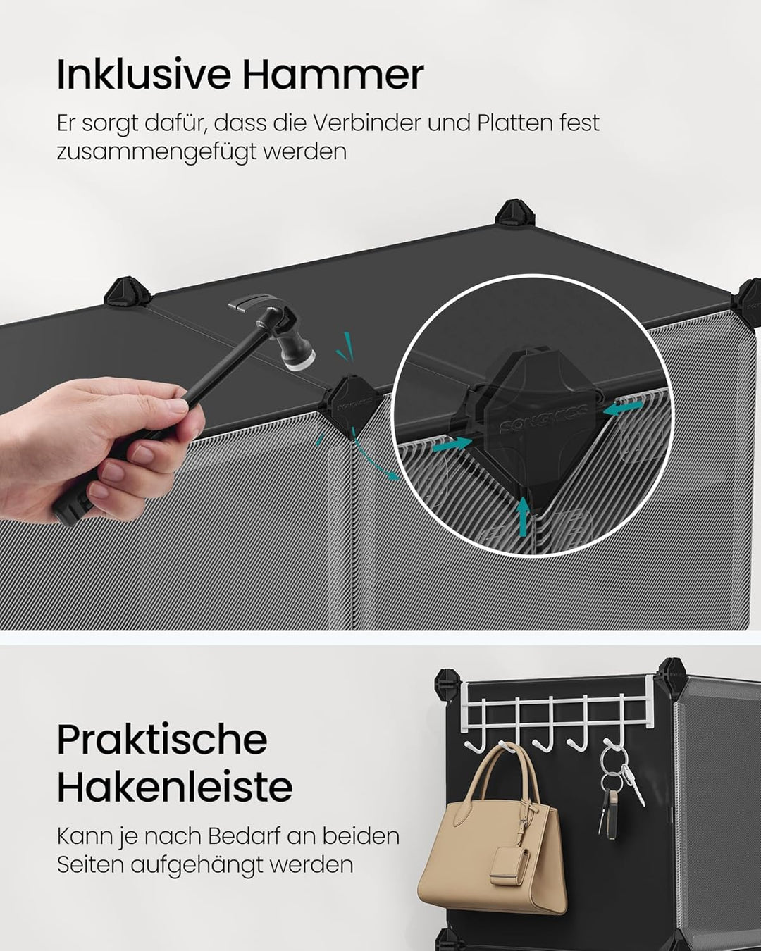 SONGMICS Schuhregal, Schuhschrank, für Garderobe und Eingangsbereich, anpassbar, 8 Fächer, für bis z