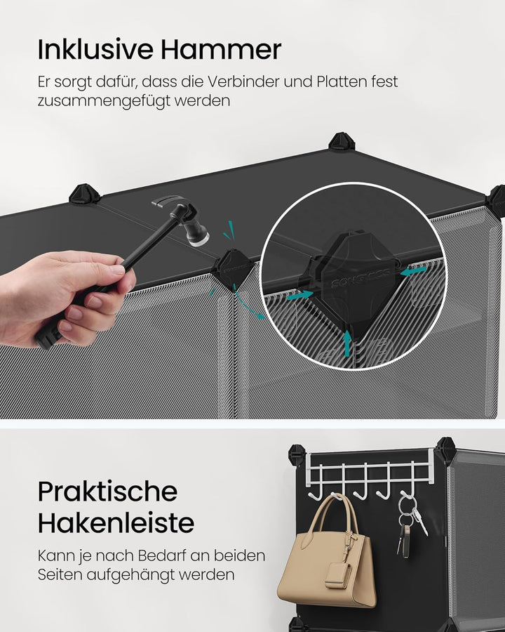 SONGMICS Schuhregal, Schuhschrank, für Garderobe und Eingangsbereich, anpassbar, 8 Fächer, für bis z