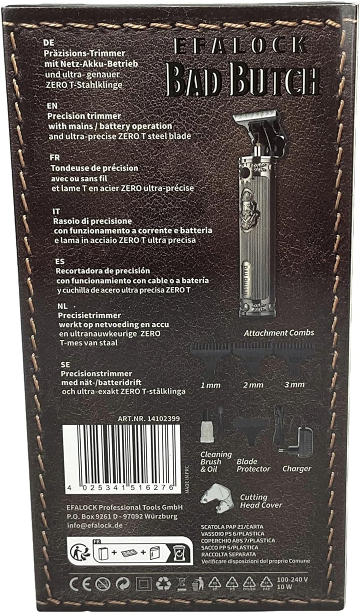 Efalock Profi-Haartrimmer Bad Butch Präzisions-Trimmer mit Netz-Akku-Betrieb