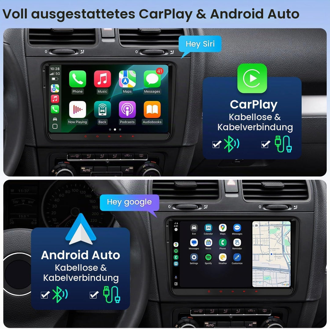 XTRONS Android Autoradio für VW T5 Golf 5, 9-Zoll Touchscreen-Autoradio mit Navi, Unterstützt GPS-Na