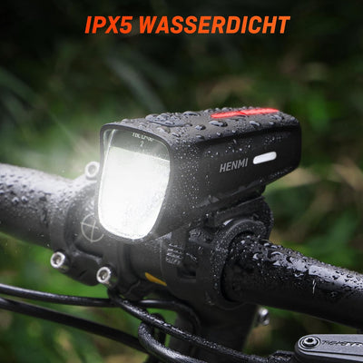 HENMI LED Fahrradlicht Vorne, StVZO Zugelassen Fahrradlampe Vorne, USB Aufladbar Fahrradbeleuchtung