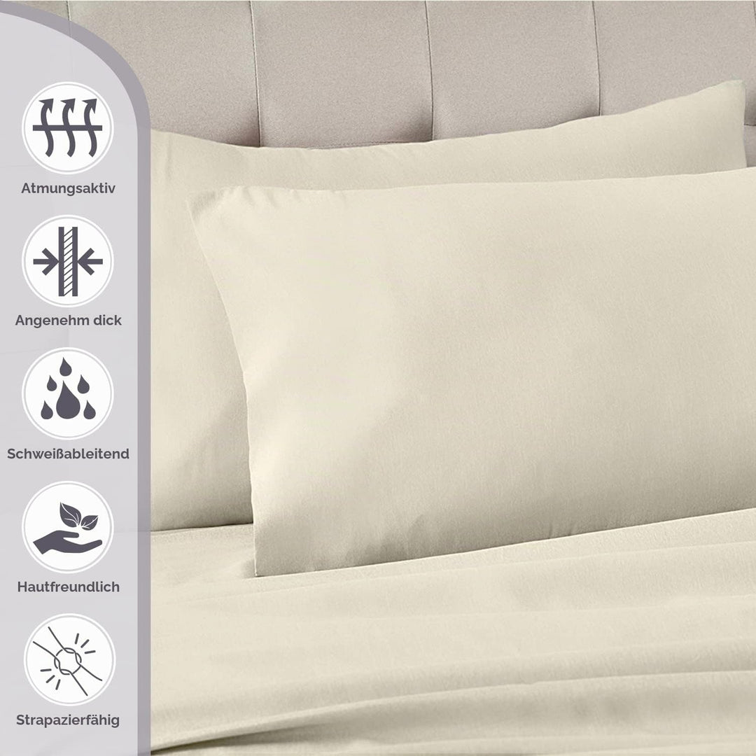 Pizuna Luxuriöser Soft-Satin 2er Pack Kissenbezug 40 x 80 cm Neu Elfenbein, 800 Fadenzahl Baumwolle