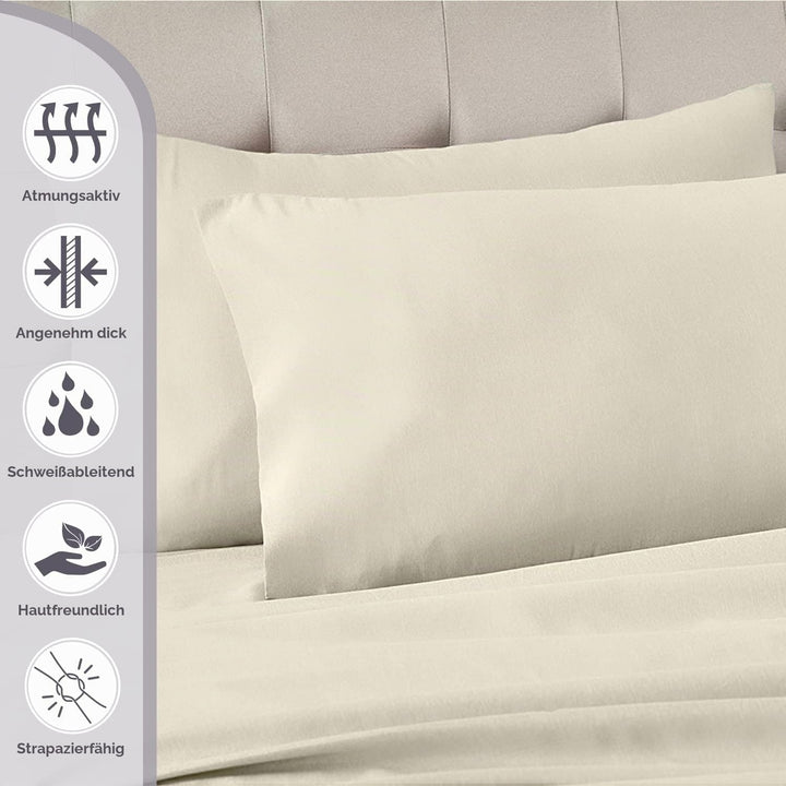 Pizuna Luxuriöser Soft-Satin 2er Pack Kissenbezug 40 x 80 cm Neu Elfenbein, 800 Fadenzahl Baumwolle