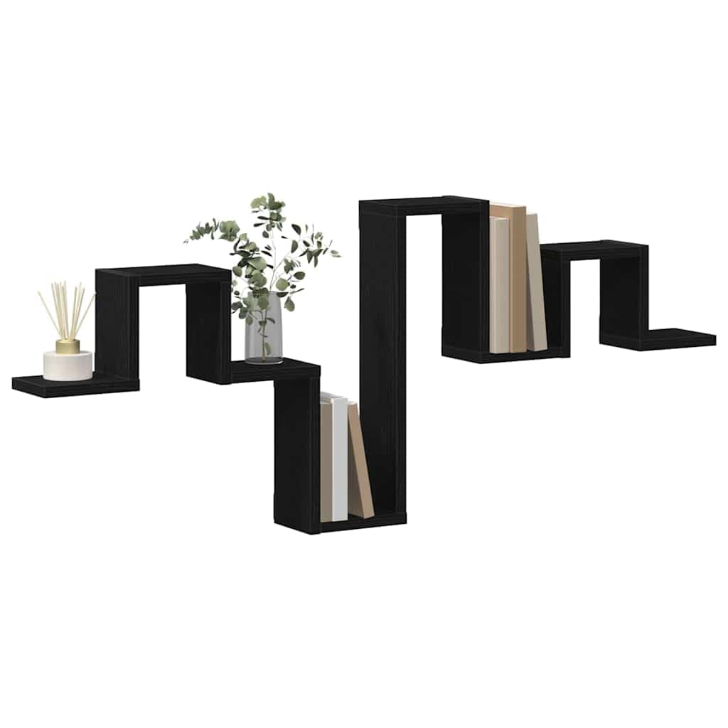 vidaXL Wandregal Wandmontiert Schwarz Eichen-Optik 104,5 x 43 x 10 cm, Stylisches modernes rechtecki