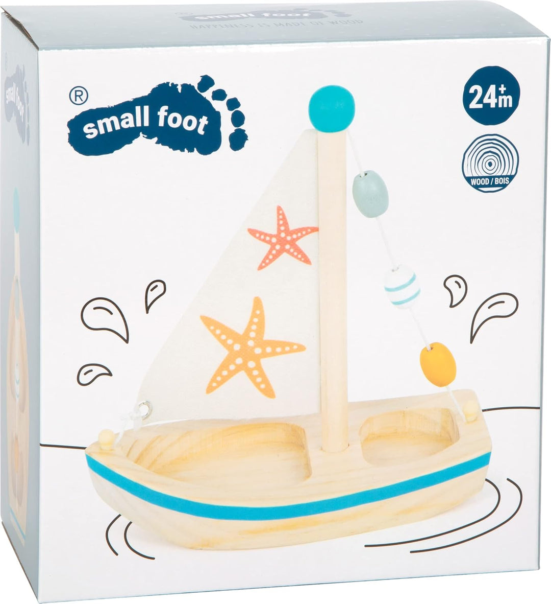 small foot Wasserspielzeug Segelboot "Seestern" aus Holz, Badespielzeug , für Kinder ab 24 Monaten,