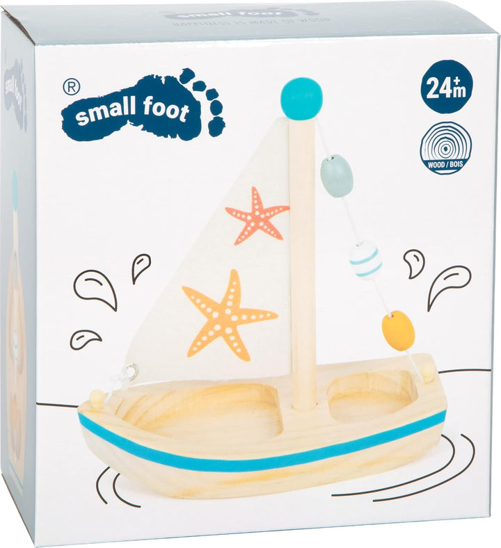small foot Wasserspielzeug Segelboot "Seestern" aus Holz, Badespielzeug , für Kinder ab 24 Monaten,