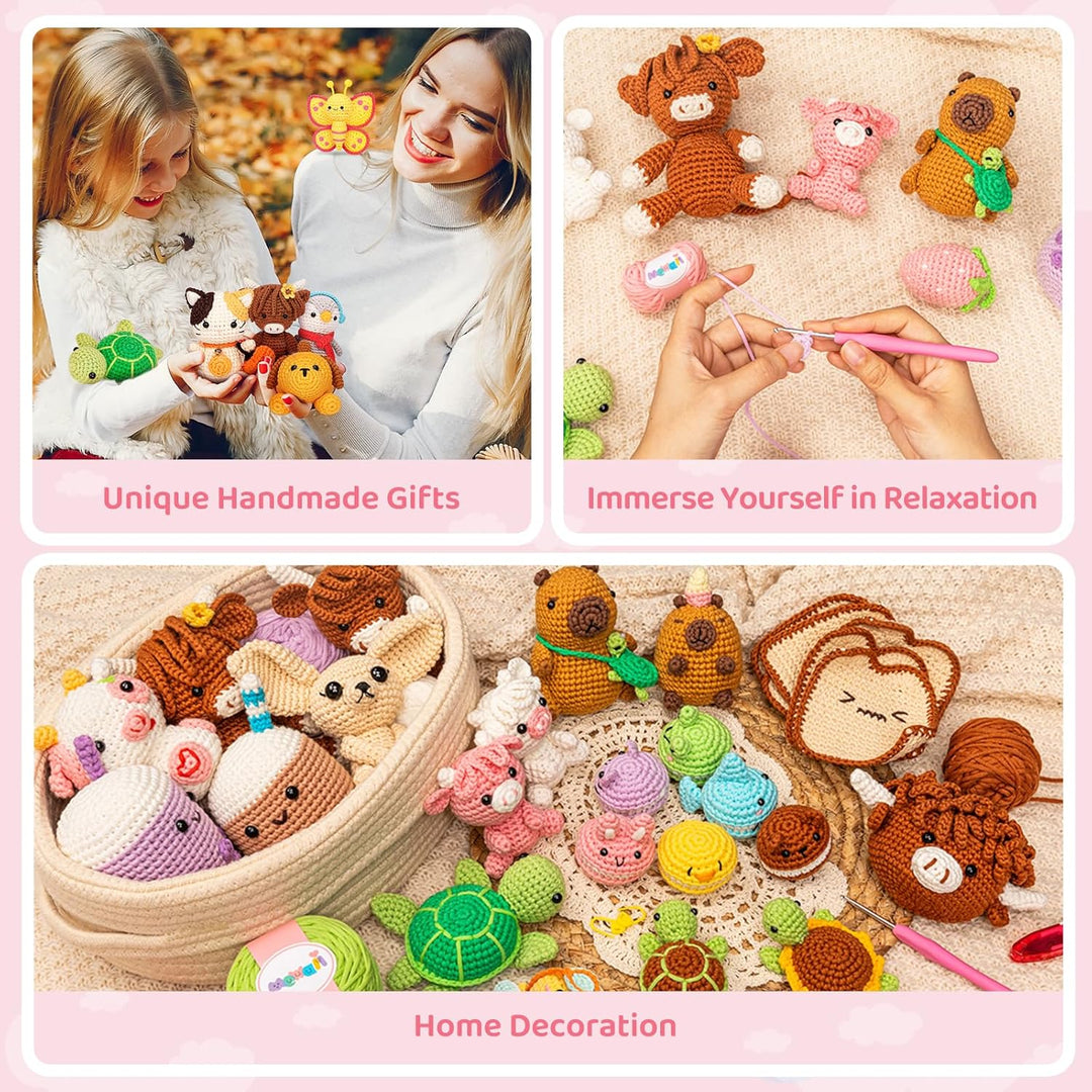 Mewaii Häkelset für Anfänger, Komplettes DIY Set für Erwachsene Häkelnadel Set mit Vorgestartetem Ga