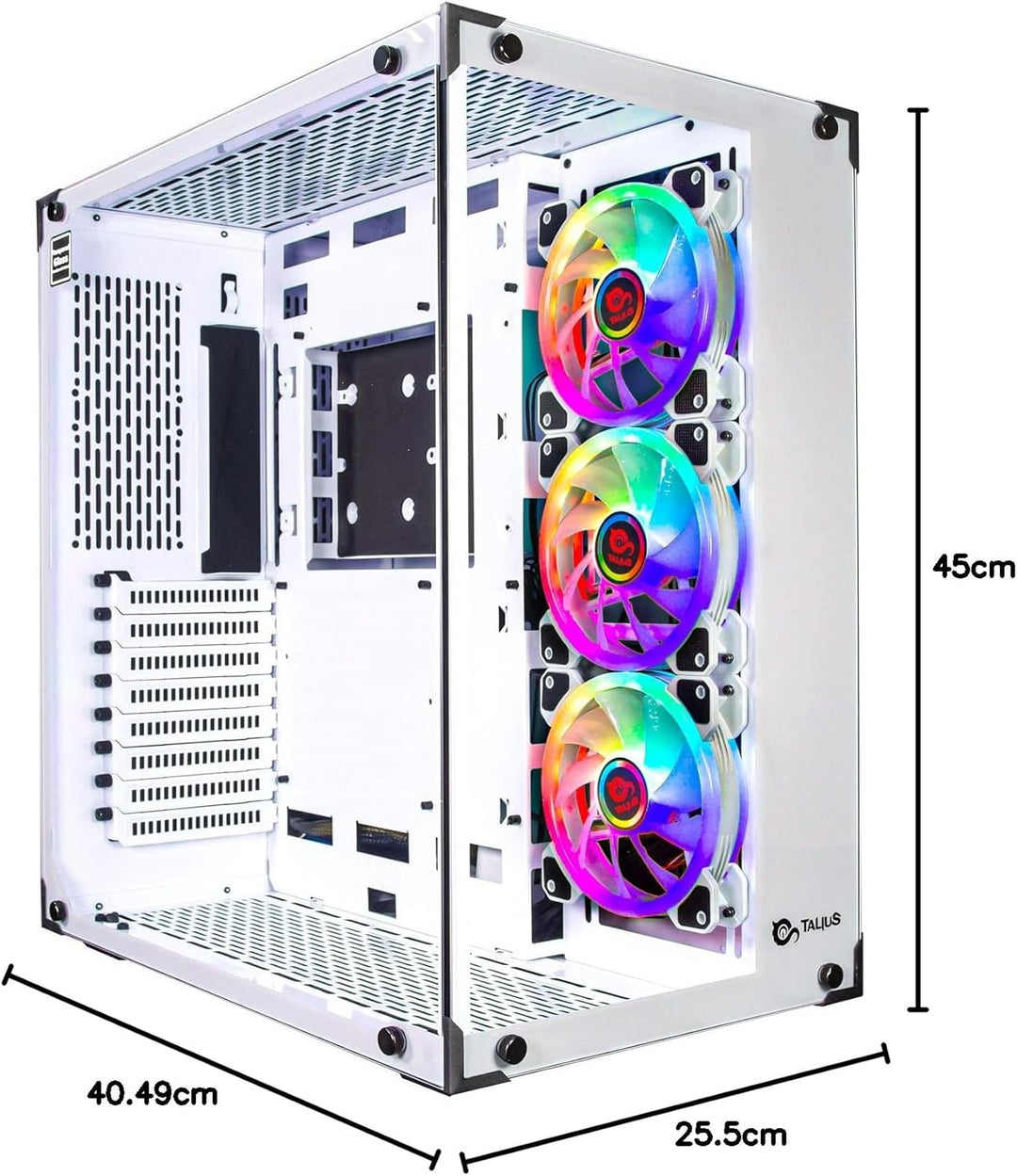 Talius Cronos Frost ATX-Gaming-Box, gehärtetes Glas, Lüfter Iris ARGB (in DREI Farben erhältlich) (W