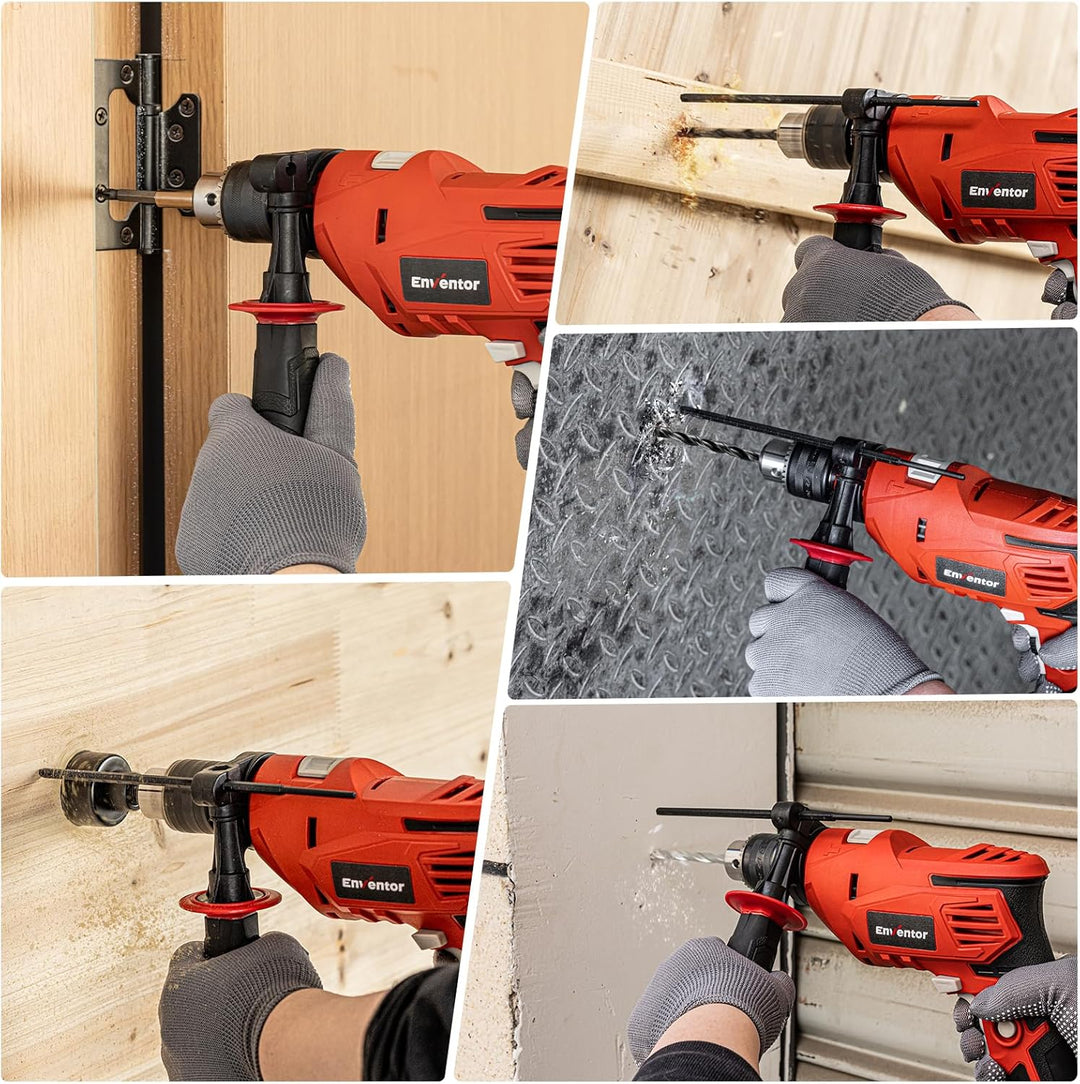 ENVENTOR 900W Schlagbohrmaschine, Elektrische Bohrmaschine mit 36 Stück Zubehör, 2-in-1 Funktion,