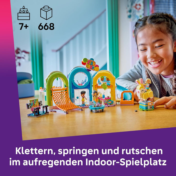 LEGO Friends Cooler Indoor-Spielplatz - Spielzeug mit Rutsche, Bällebad, Karussell, Snackbar, 3 Mini