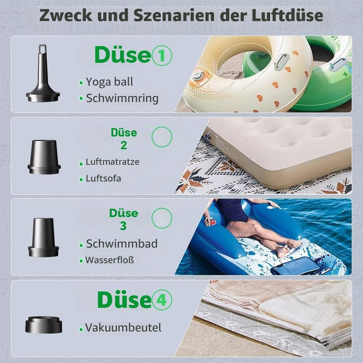 Elektrische Luftpumpe für aufblasbare Gegenstände, 3600 mAh, Luftmatratzenpumpe, wiederaufladbar, tr