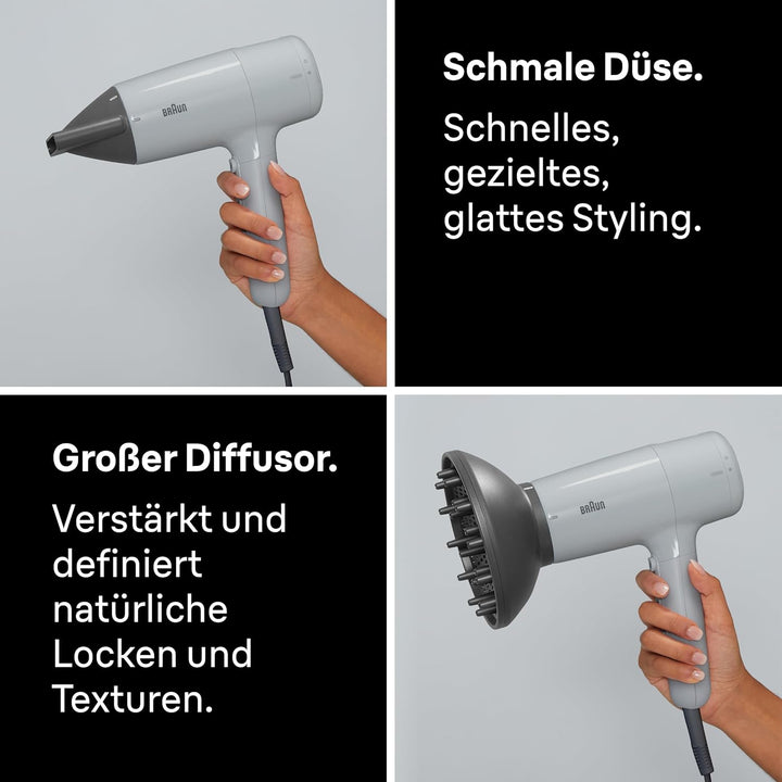 Braun Haartrockner HD2.35 – Leichter Haartrockner mit Diffusor, Glättkamm und Stylingdüse für alle H