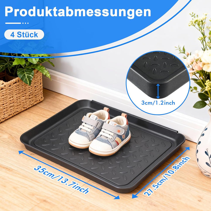 4 Set Schuhabtropfschale, 35 x 27.5 x 3 cm Schuhmatte Abtropfmatte, Abtropfschale Schuhe aus Kunstst