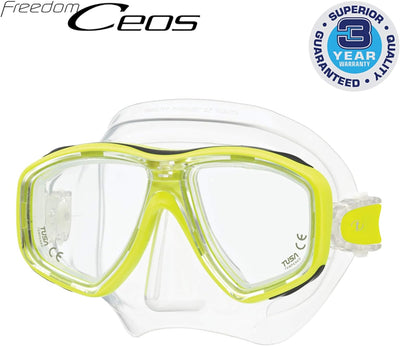 Tusa M-212 Ceos Clear Skirt Scuba Diving Mask - Flash Yellow