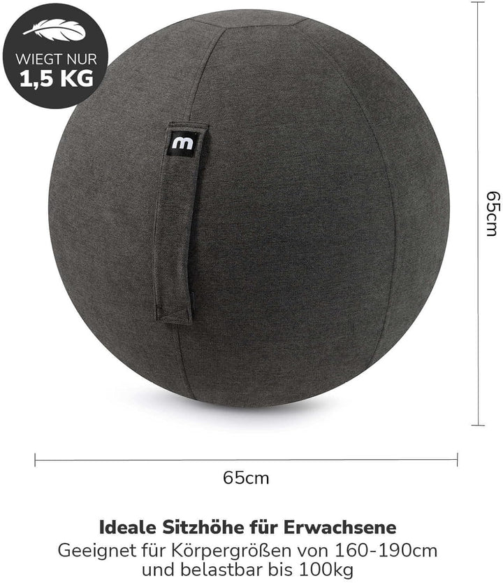 mokebo Stoff Sitzball Büro ergonomisch 'Der Sportliche' Gymnastikball Schwangerschaft mit Pumpe, Pez