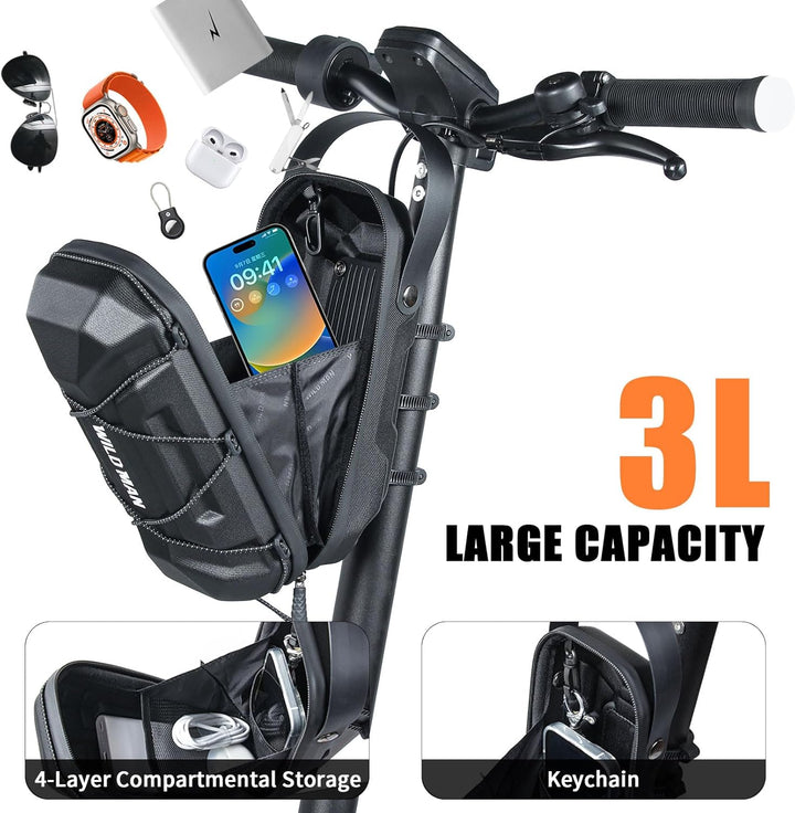 E Scooter Tasche für Roller, Grosse Kapazität Roller Tasche, wasserdichte Front Tube Bag mit Eva Har
