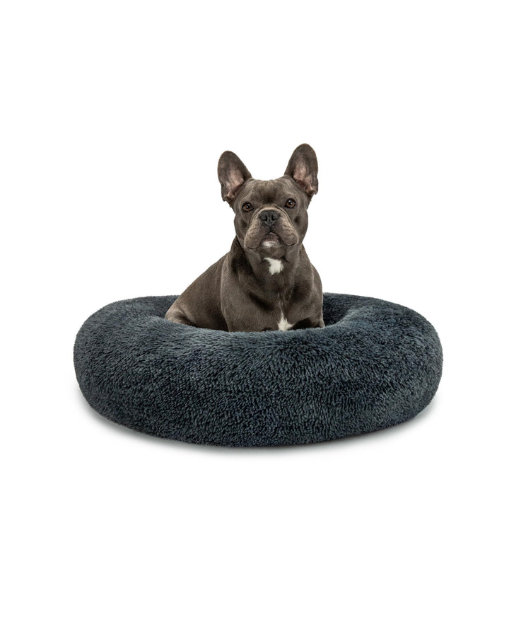 lionto Hundebett rund Hundekissen Hundesofa Katzenbett Donut, (XL) 70 cm Ø dunkelgrau L 70 x B 70 x