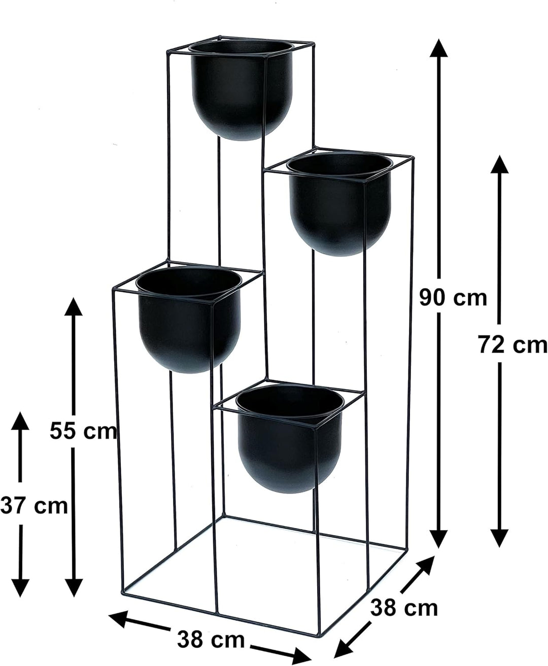 DanDiBo Blumentreppe Metall Schwarz 90 cm Pflanzentreppe mit Topf Innen Indoor Blumenständer 210015