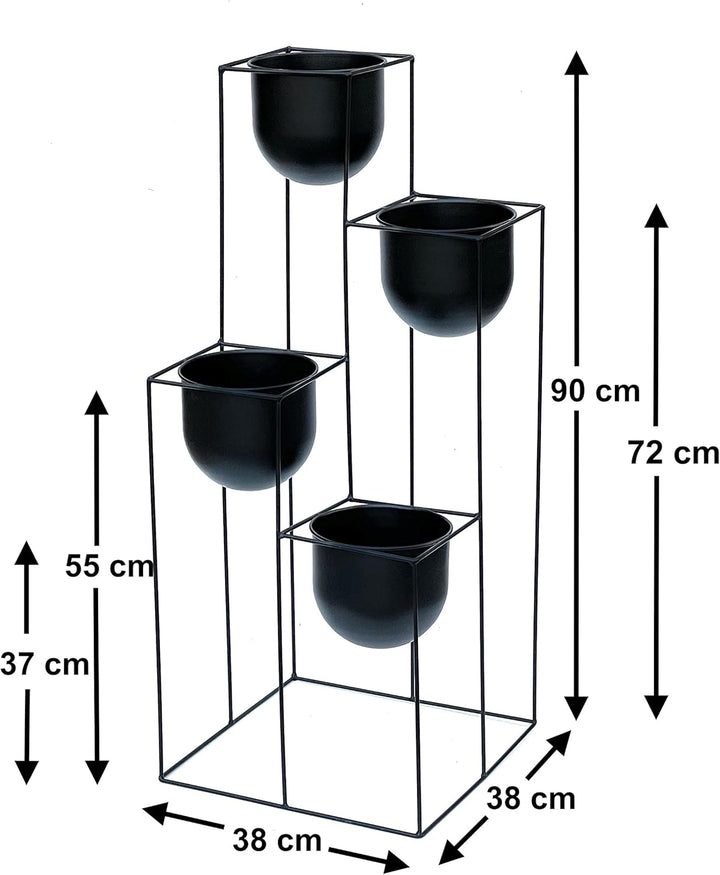 DanDiBo Blumentreppe Metall Schwarz 90 cm Pflanzentreppe mit Topf Innen Indoor Blumenständer 210015