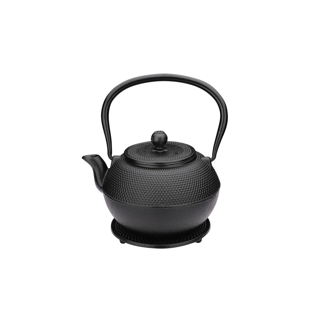 Weis Teekanne Gusseisen Schwarz 1100 ml + Sieb und Untersetzer, Masse: 15,5cm x 18,5cm x 13cm, 17944